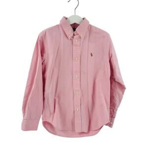 Ralph Lauren Pink Oxford Button Down Shirt Preppy Long Sleeves Cotton Size 7